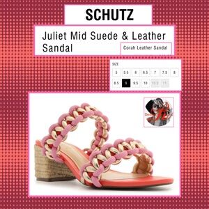 💕 Schutz Pink and Cream Juliet Mid Suede & Leather Sandal Sz 9 NIB!💕 👡👡